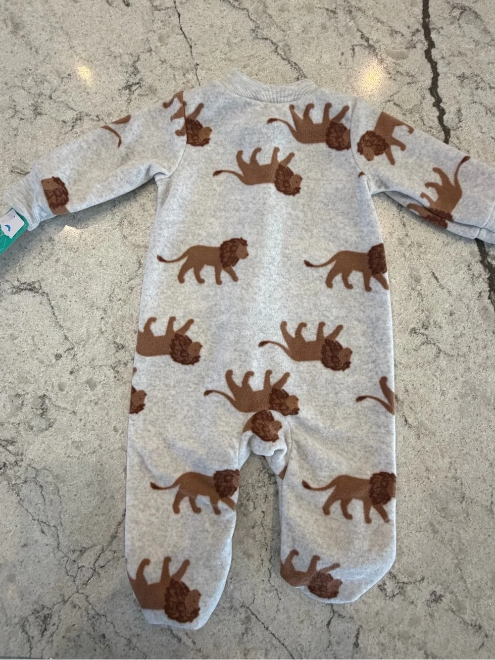 Carter’s Baby Lion Print Fleece Footed Sleeper Zip Pajamas NWT 0-3 Months